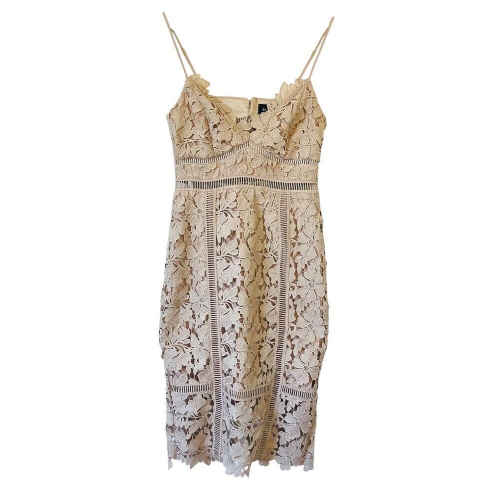 Bardot Botanica Lace Midi Dress Beige Size 4 / XS
